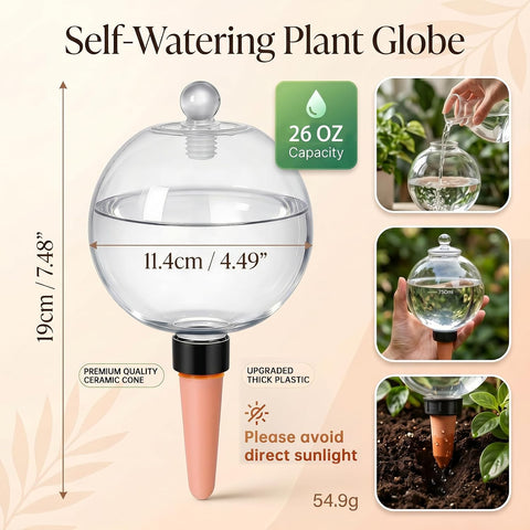 2 Pack 26 oz Extra Large Plant Self Watering Globes to 3 Weeks Watering