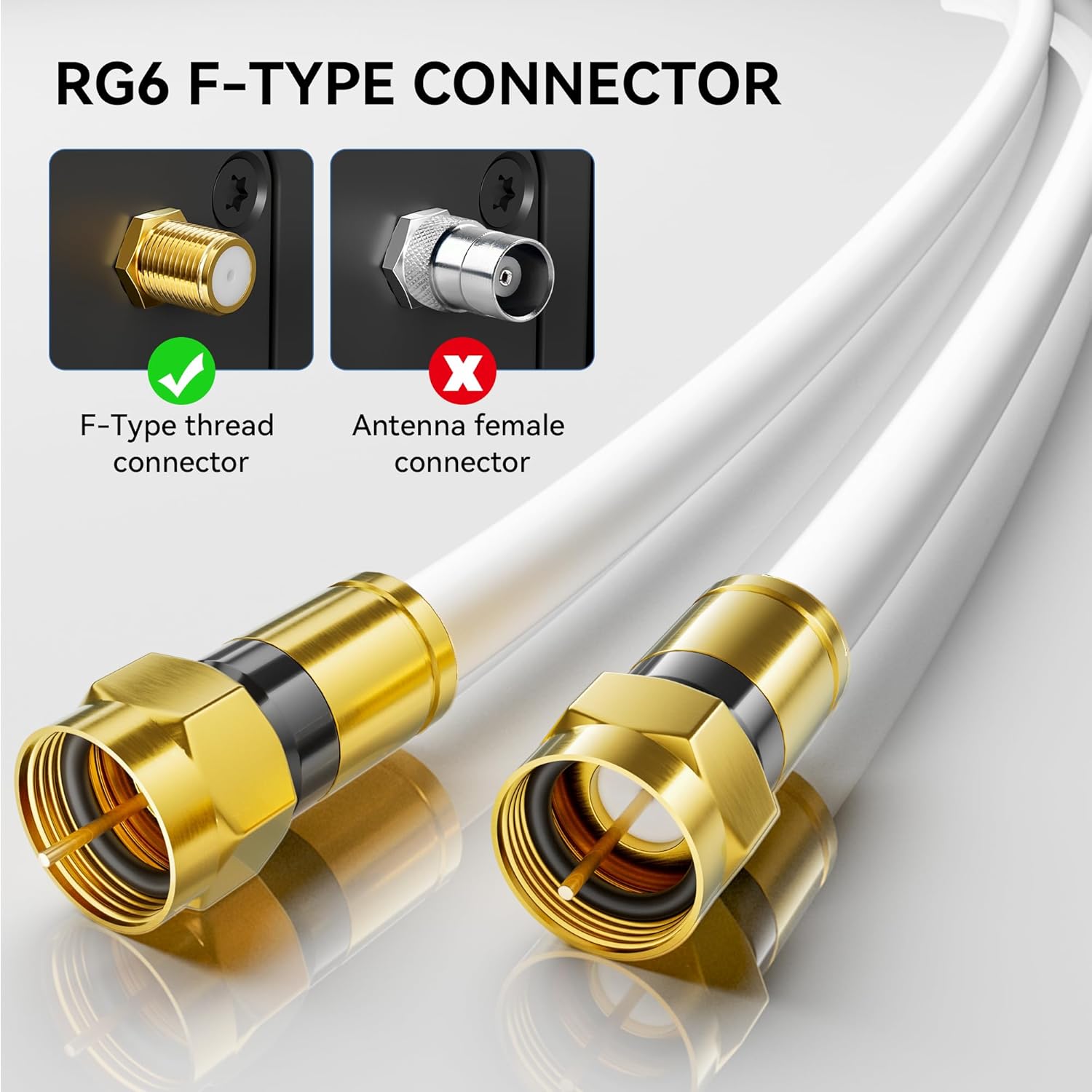 Nixsto RG6 Coaxial Cable, 3FT 6FT 10FT 15FT 25FT 50FT 100FT Coax Cable Cord