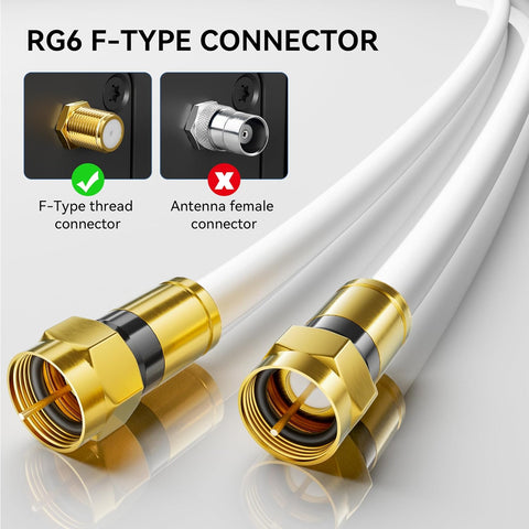Nixsto RG6 Coaxial Cable, 3FT 6FT 10FT 15FT 25FT 50FT 100FT Coax Cable Cord