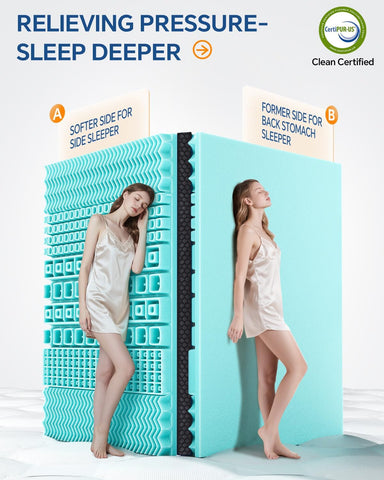 BEDELITE Twin XL Memory Foam Mattress Topper Dual Layer (Black)