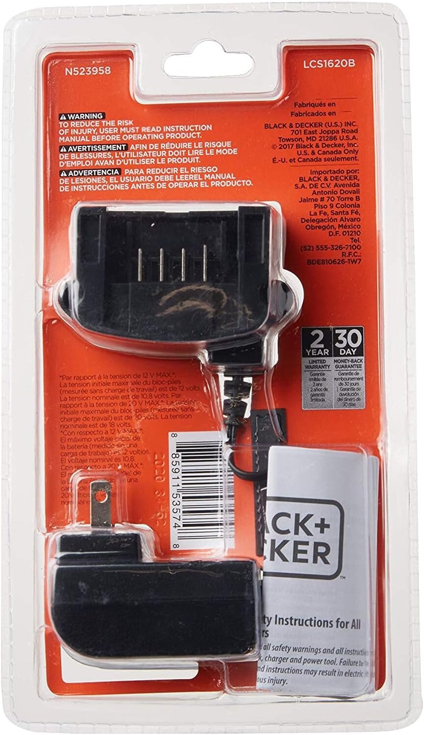 BLACK+DECKER 20V MAX Lithium Battery Charger, Compatible with 12V and 20V Battery, Battery Sold Separately (LCS1620B)