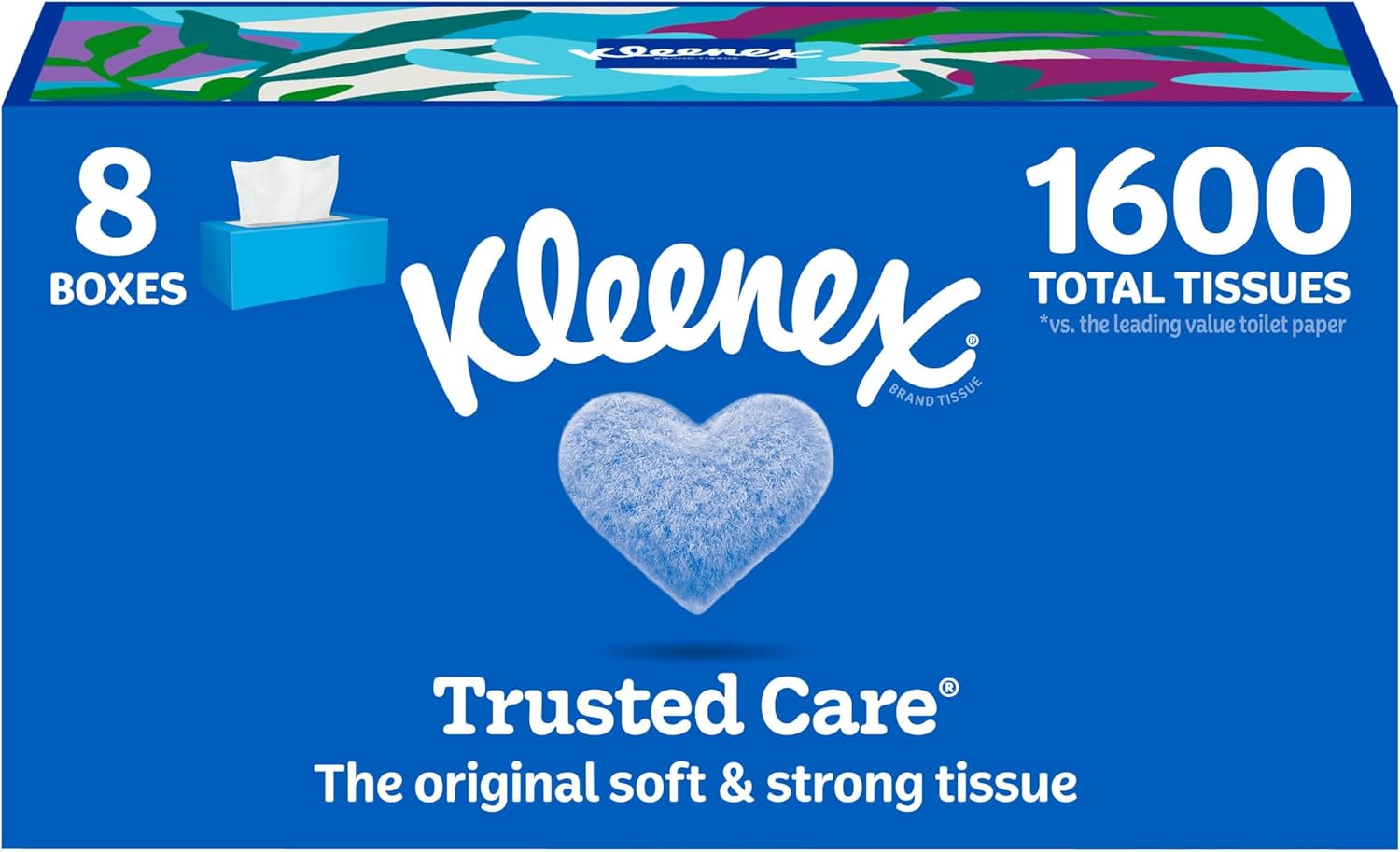 Kleenex Trusted Care Facial Tissues, 8 Flat Boxes, 200 Tissues per Box