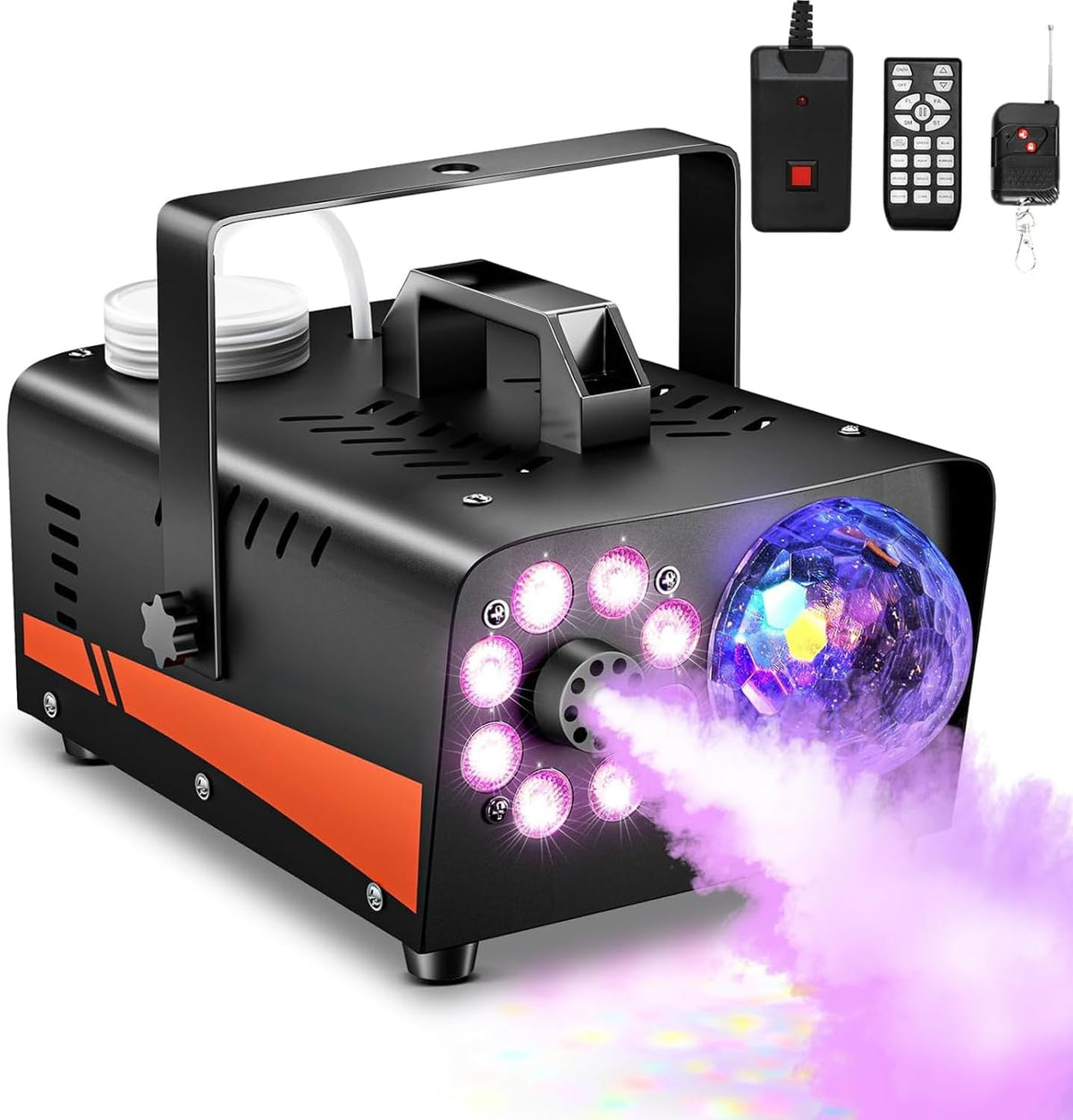 800W Fog Machine, 4500CFM for Halloween, Disco Light & Remote
