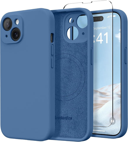 Magnetic for iPhone 14 Case Silicone Lake Blue