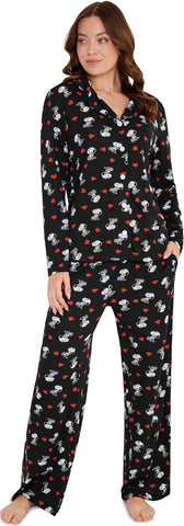 Peanuts Snoopy Pajamas for Women Set Long Sleeve Lounge Top PJ Pants Sleepwear Cute Nightwear Loungewear Gifts for Women