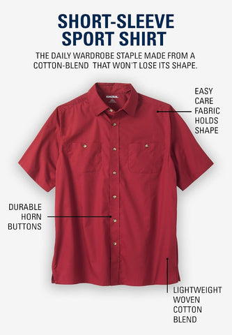 KingSize Solid Wrinkle-Resistant Short Sleeve Button Down