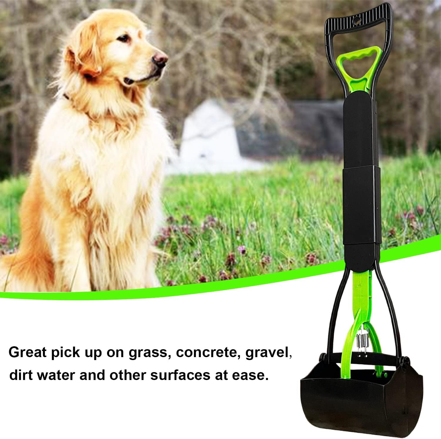 ienjoyed 28" Large Pooper Scooper for Dogs, Heavy Duty Poop Scooper for Large Medium & Small Dog, Pet Dog Pooper Scooper for Grass & Gravel Pick Up
