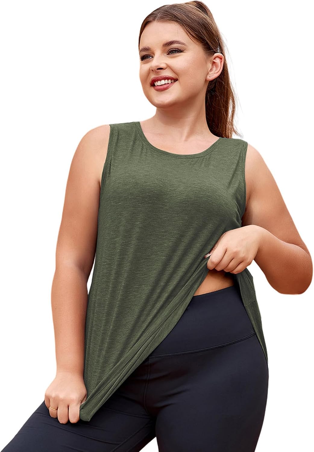 LALAGEN Plus Size Womens Workout Tank Tops Sleeveless Summer Loose Fit Flowy Yoga Athletic Running Shirts Pilates Outfits