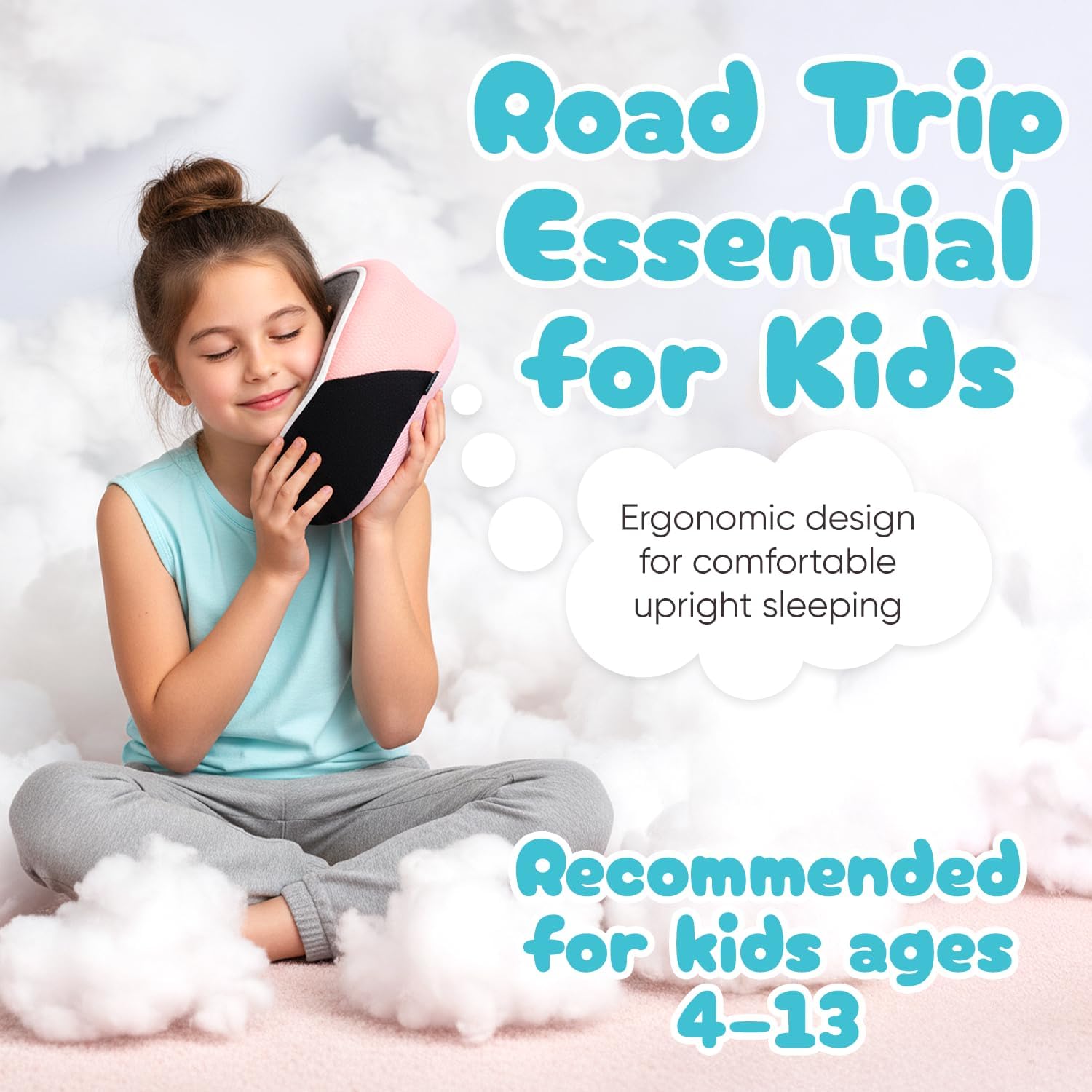 Proglobe Junior Kids Travel Neck Pillow, Ages 4-12, Airplane Car Seat