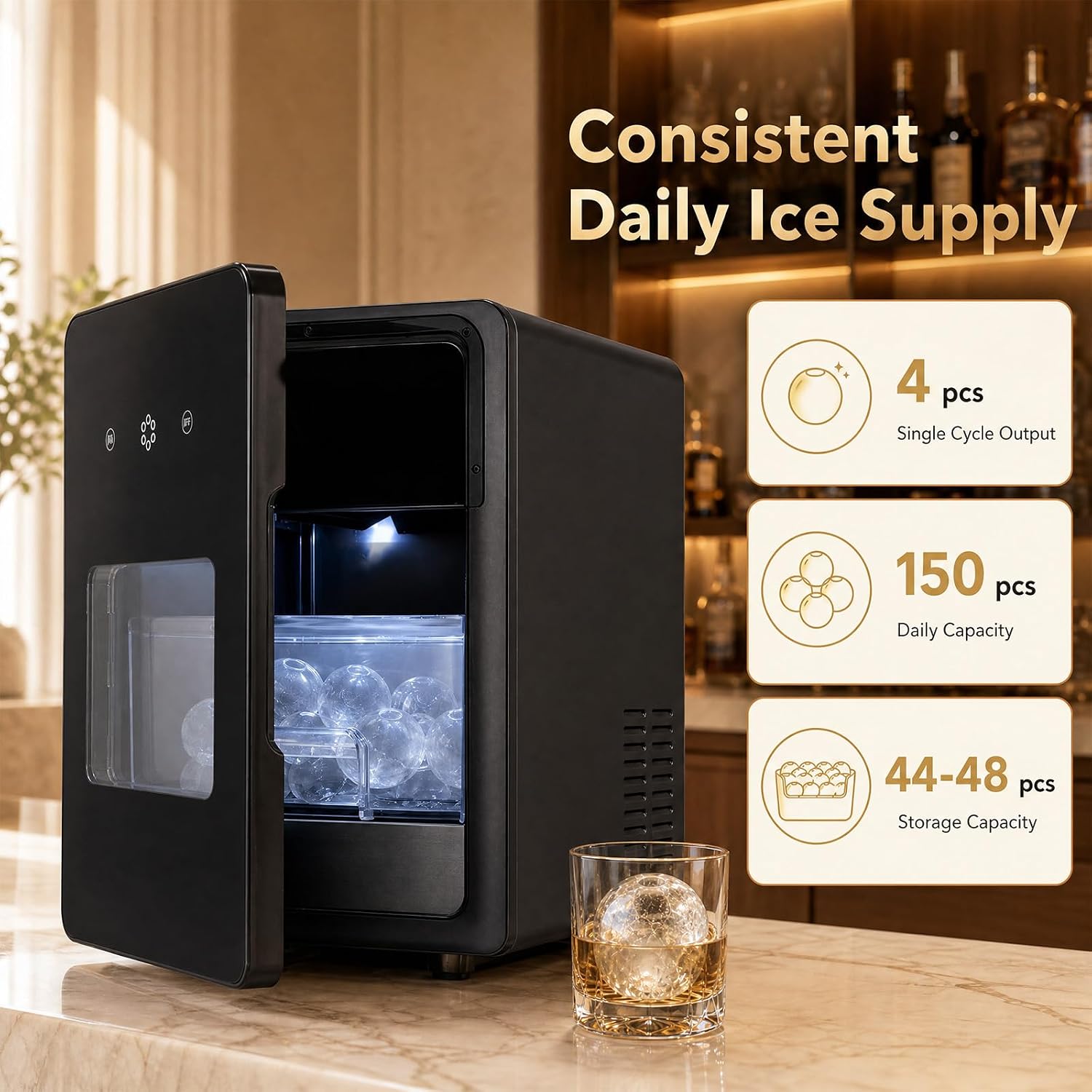 ARLIME Countertop Sphere Ice Maker Machine, 2" Ice Ball Maker