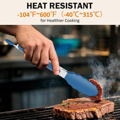 Tongs for Cooking, Stainless Steel Kitchen Tongs with Silicone Tips
