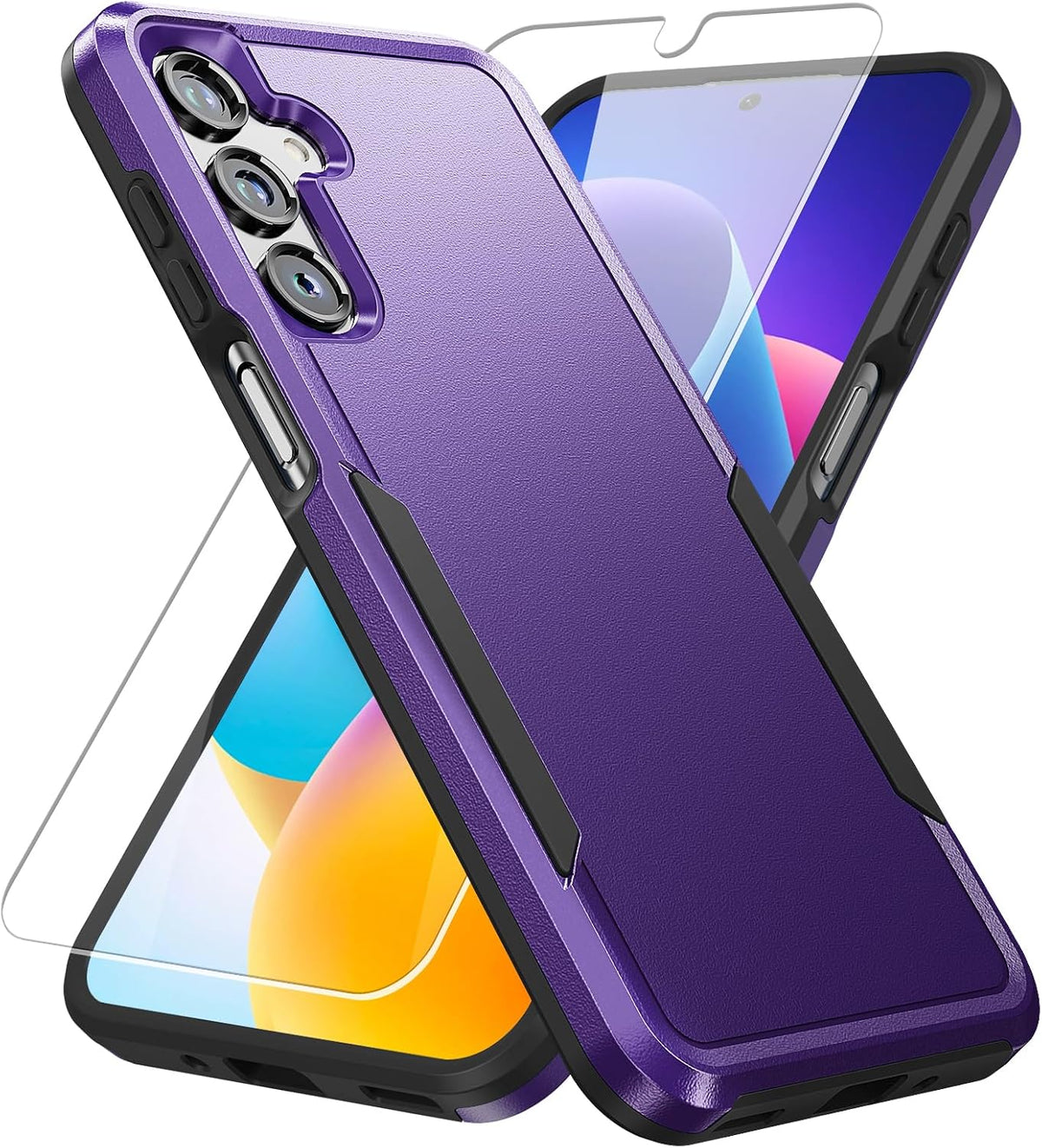 for Samsung Galaxy A16 5G Phone Case, with Screen Protector [Military Grade Drop Tested] Heavy Duty Rugged Shockproof Non-Slip Outdoor Protective Case for Samsung Galaxy A16 5G, Purple
