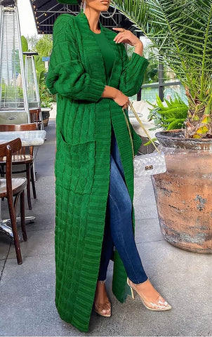 Long Sweaters for Women Cardigan Open Front Long Sleeve Plus Size Chunky Cable Knit Duster Cardigans with Pockets Winter Coat