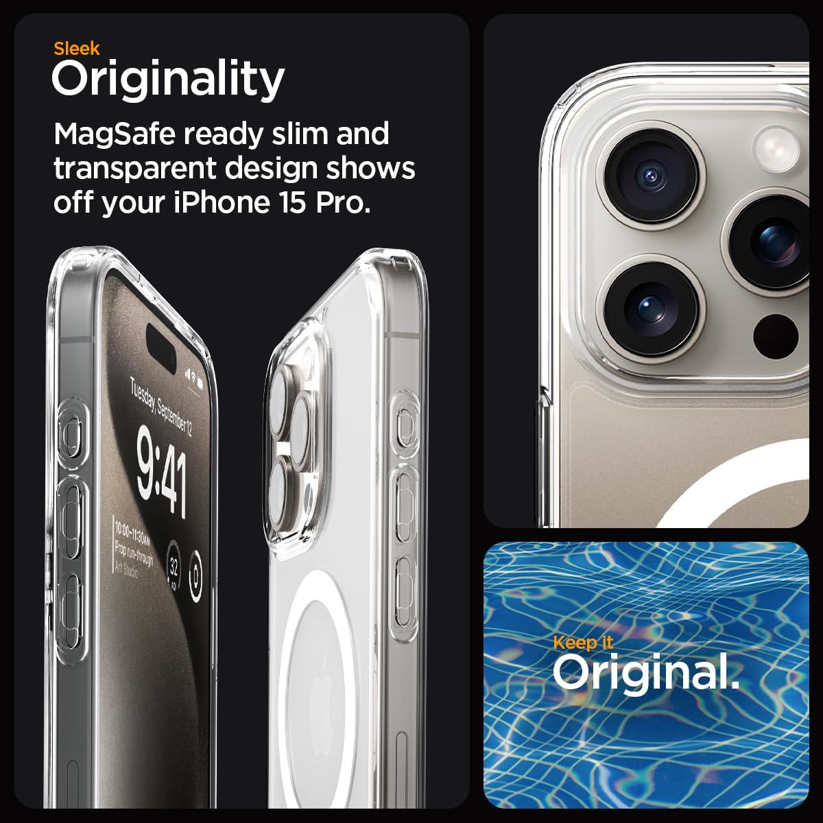 Spigen for iPhone 15 Pro Case, Ultra Hybrid MagFit [Anti-Yellowing] [Compatible with Magsafe] - Clear