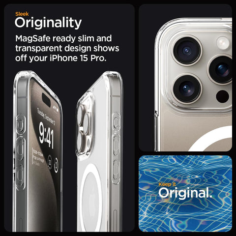 Spigen for iPhone 15 Pro Case, Ultra Hybrid MagFit [Anti-Yellowing] [Compatible with Magsafe] - Clear