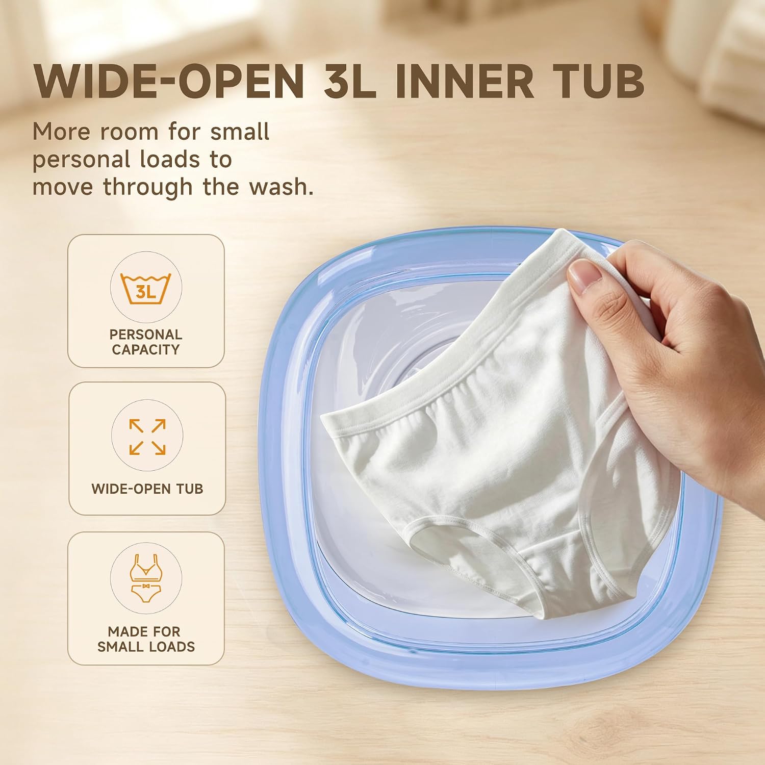 3L Rechargeable Mini Washing Machine, Portable Underwear Washer