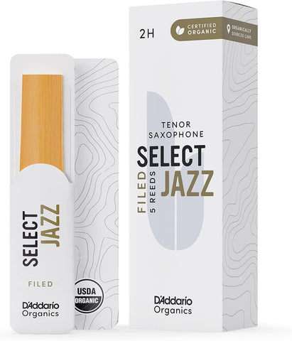 D'Addario Organic Select Jazz Filed Tenor Sax Reeds 2 Hard, 5-Pack