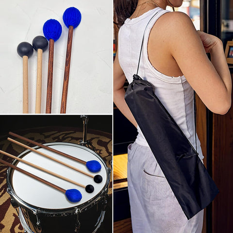 2 Pairs Drum Mallets Kit - Rubber and Yarn Marimba Mallets