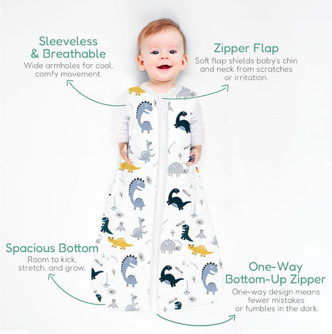 Toddler Sleep Sacks for 2t-3t-4t, Supersoft Wearable Blankets, 1.0 TOG Sleeping Bags with 1-Way Zipper, 2-Pack
