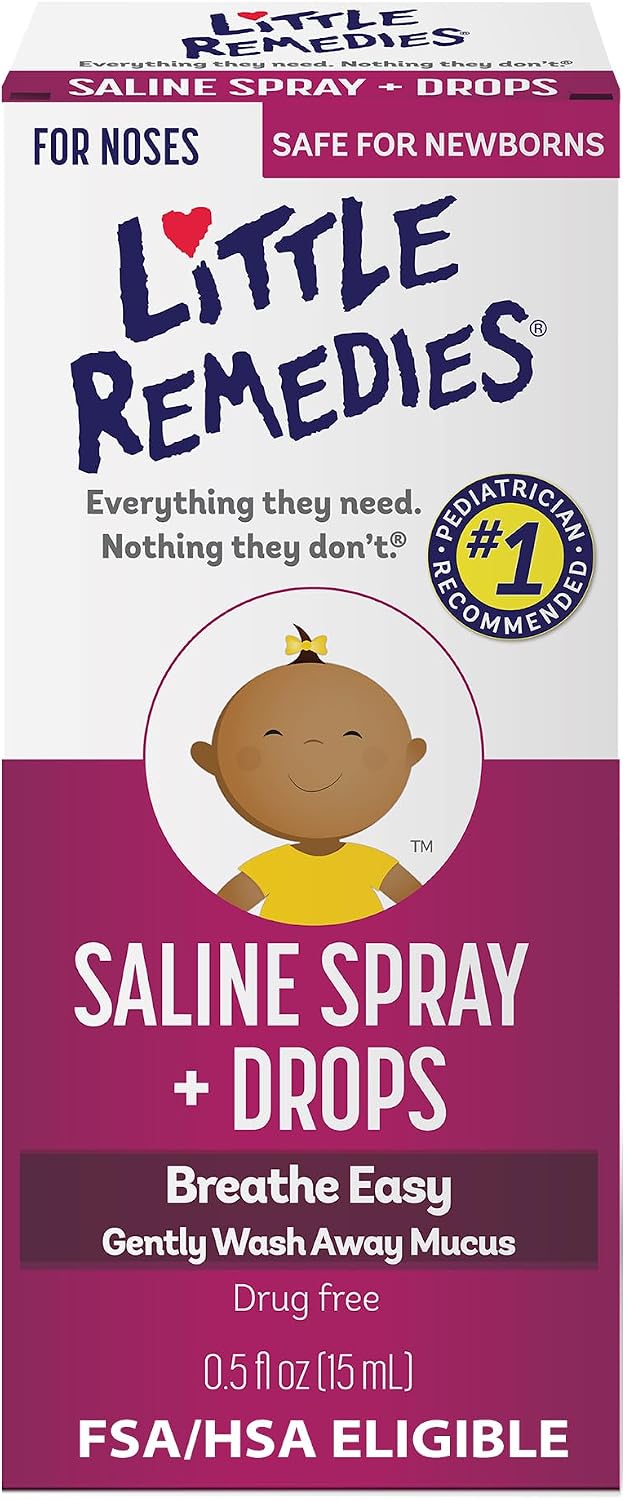 Little Remedies Sterile Baby Saline Nasal Spray and Drops, 0.5 Fl Oz