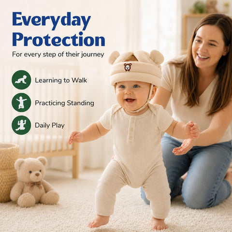 Baby Head Protector for Crawling Walking, Infant Helmet with Foam Bumpers, Adjustable Baby Helmet for Crawling Walking, Toddler Helmet - Head Protector for Baby Walking 12-36 Months.