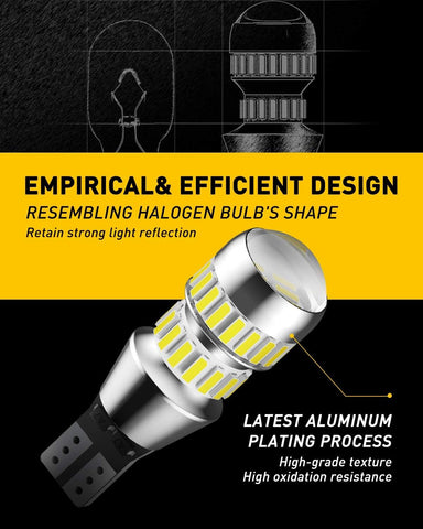 AUXITO 912 921 LED Bulb Reverse Light Bulbs, 600% Ultra Bright White, Non-polarity 906 W16W T15 921 LED Bulb Direct Back Up Parking Light Replacement Lamp, Pack of 2