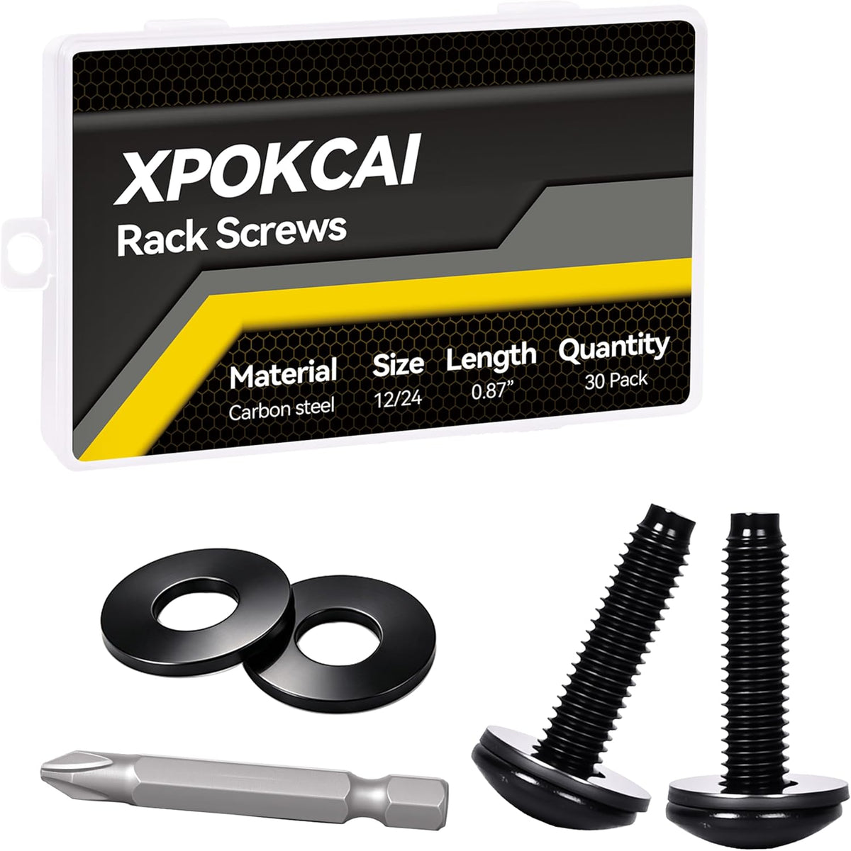 30-Pack Rack Screws 10/32 with Nylon Washers for Server Racks、Routers Enclosures &Audio Equipment Cabinets Server Network Enclosure Mount Screws