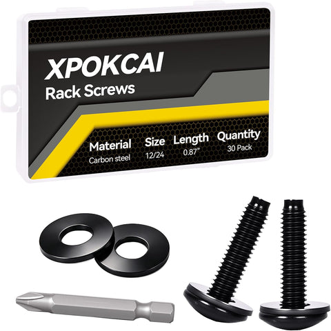 30-Pack Rack Screws 10/32 with Nylon Washers for Server Racks、Routers Enclosures &Audio Equipment Cabinets Server Network Enclosure Mount Screws