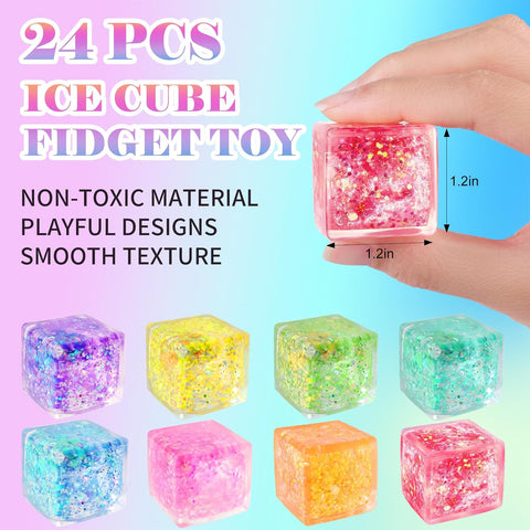 24 Pack Slow Rising Cube Squishy Stress Balls，Stress Cube for Adult