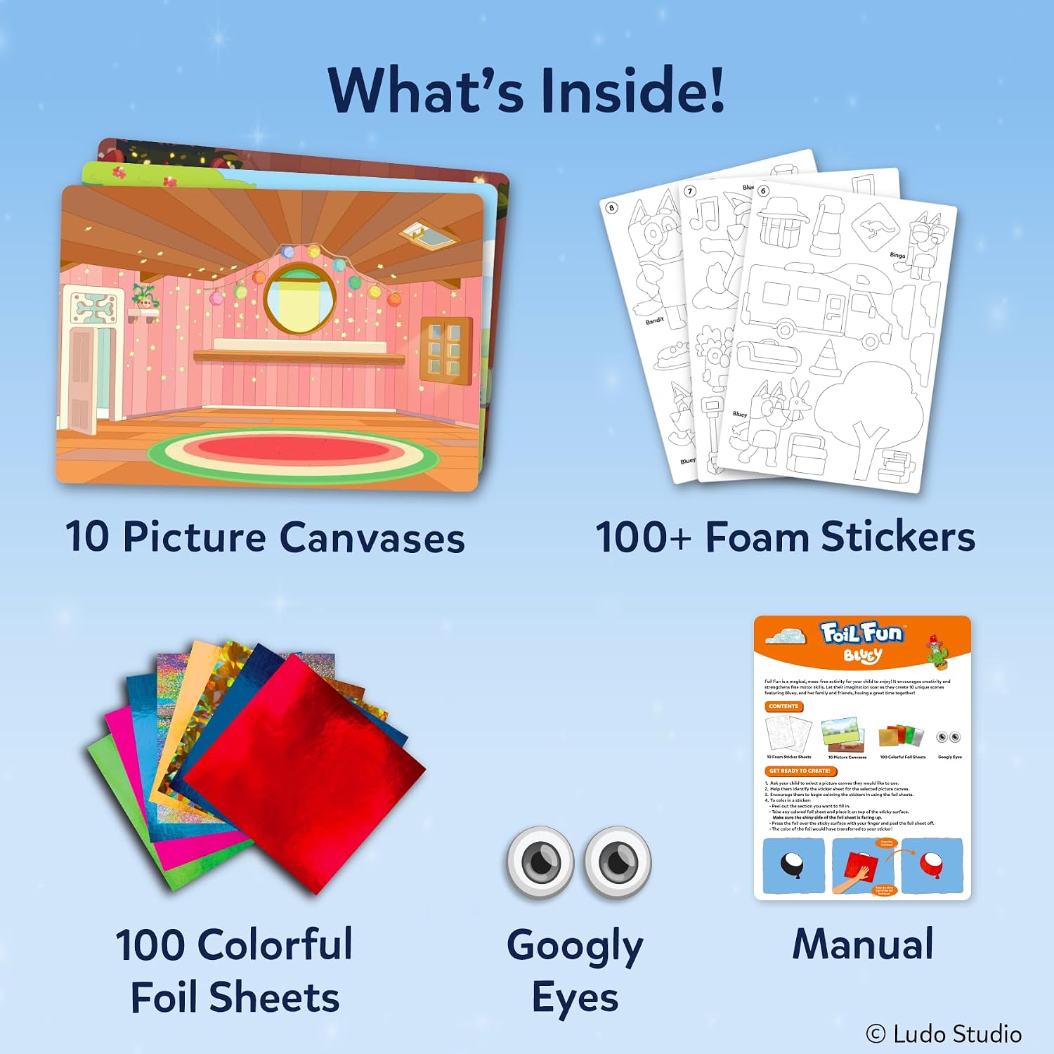 Skillmatics Foil Fun Bluey, DIY Foil Art & Craft Activity, Gift for Kids