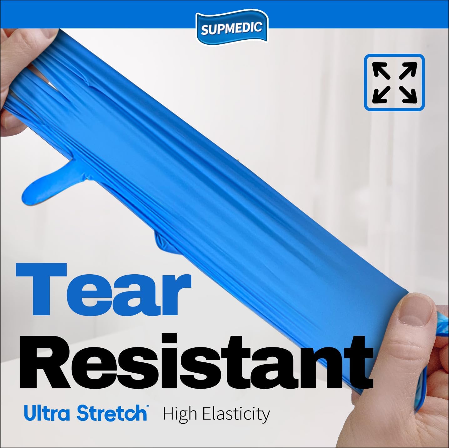 Supmedic Nitrile+ Disposable Gloves, 5 Mil Latex & Powder-Free Glove 100 Ct