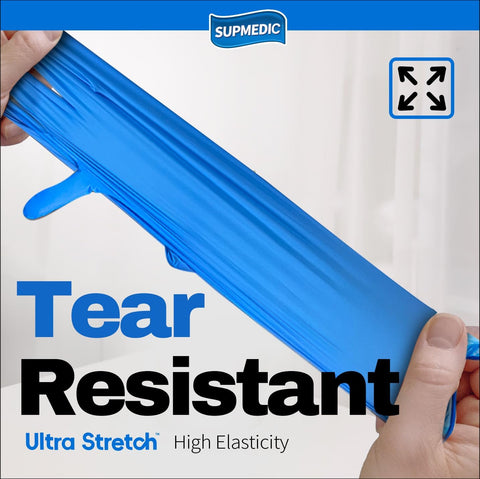 Supmedic Nitrile+ Disposable Gloves, 5 Mil Latex & Powder-Free Glove 100 Ct