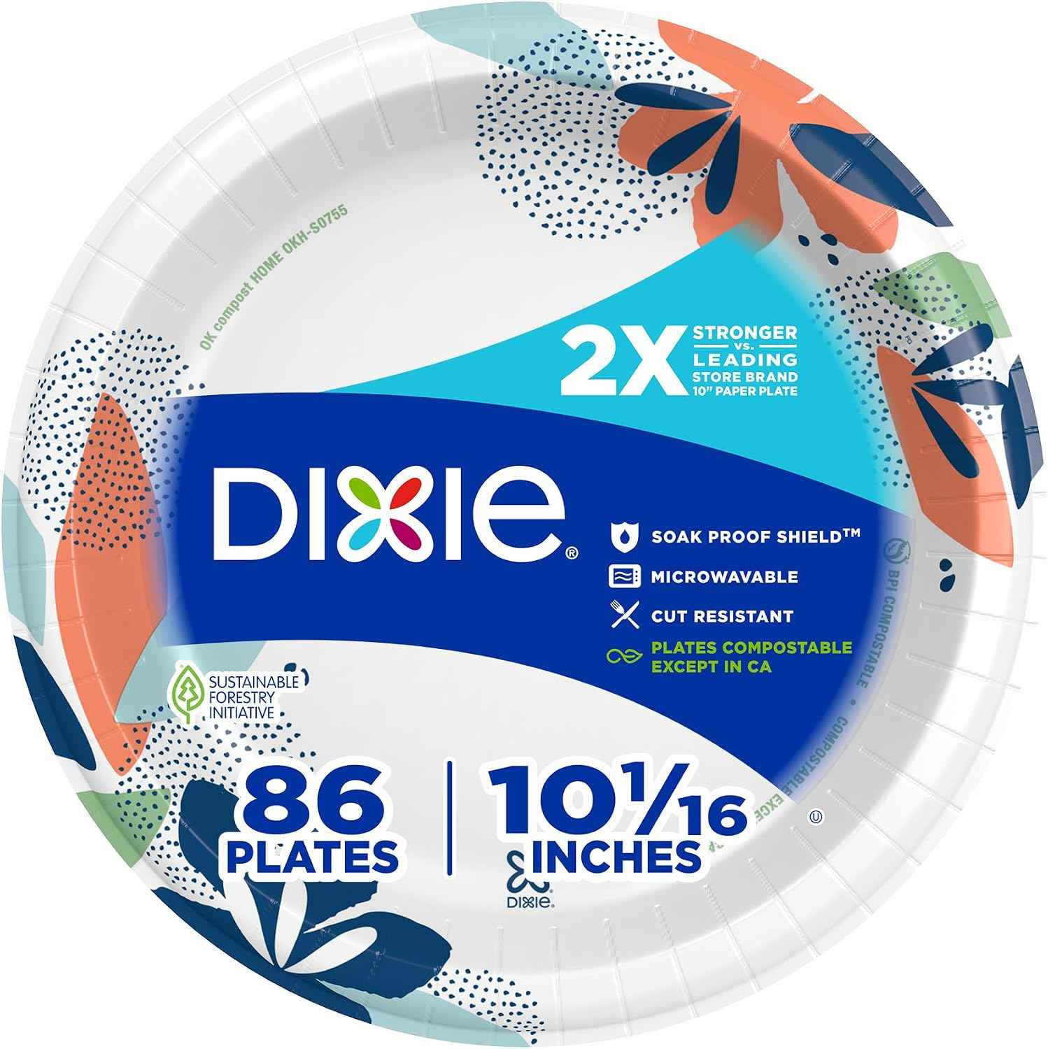 Dixie Paper Plates 10 Inch, Disposable Dinner Plates, 86 Ct