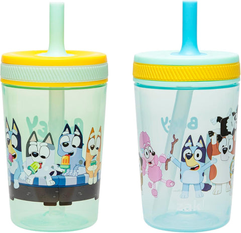 Zak Designs Bluey Kelso Toddler Cups For Travel or At Home, 15oz 2-Pack Durable Plastic Sippy Cups With Leak-Proof Design is Perfect For Kids (Bluey & Friends)