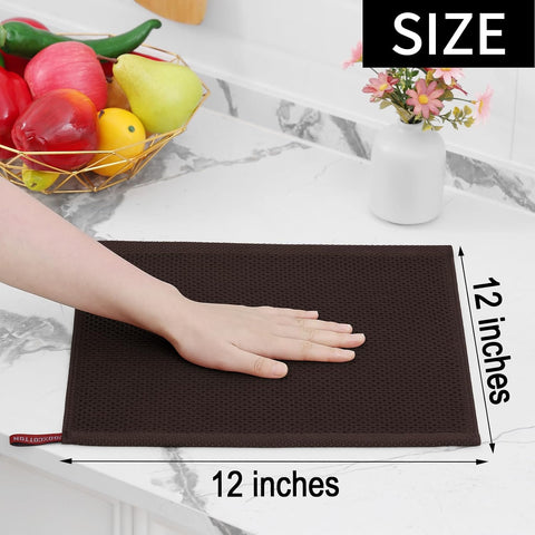 Homaxy 100% Cotton Waffle Weave Kitchen Dish Cloths 12-Pack, Dark Brown