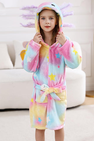 DELEY Unisex Boys Girls Bathrobes Toddler Hooded Robes Kids Sleepwear