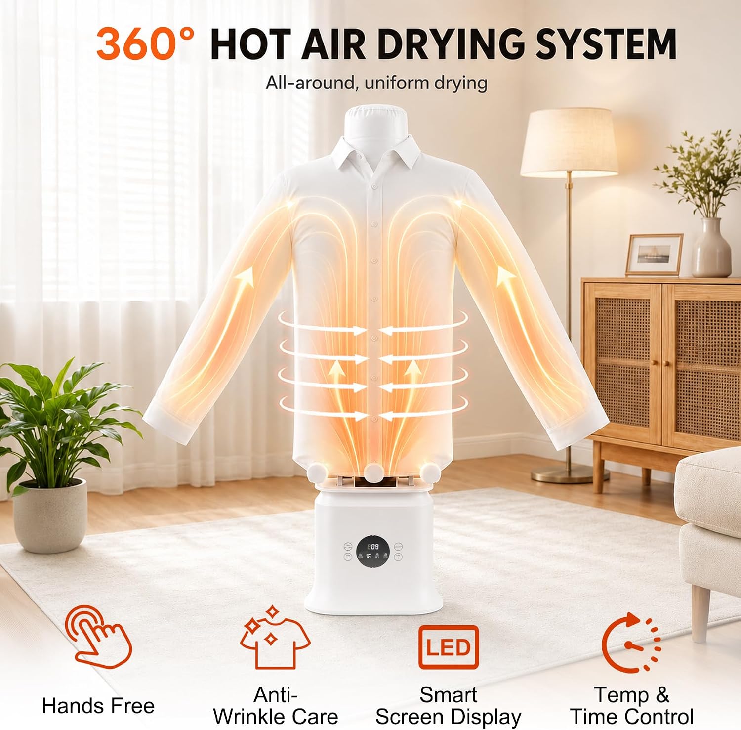 Automatic Ironing Machine, Portable Hands-Free Self Dryer