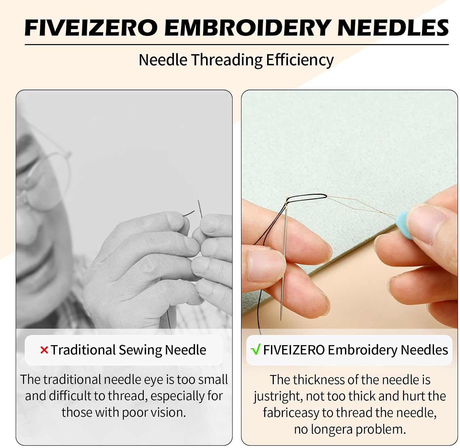 FIVEIZERO Premium Hand Sewing Needles Set,90-Count Assorted Embroidery Needles with threaders,Thread Removal Knife, Thimble,Soft Tape Measure for Hand Sewing Repair