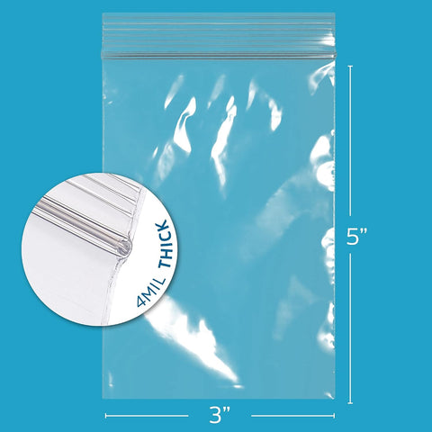 4" x 6" Small Reclosable Zip Bag - Heavy-duty 4 Mil, Bulk Case of 1,000 - Clear, Resealable Zip Top Lock for Storage & Packaging Food, Nuts, Bolts & Screws.