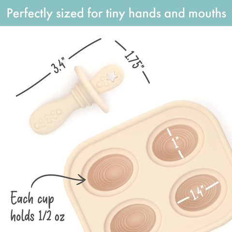 PrimaStella Silicone Petite Pops - Baby Popsicle Mold - BPA Free - Dishwasher Safe - 4 Months+ Teether Pops (Cream)