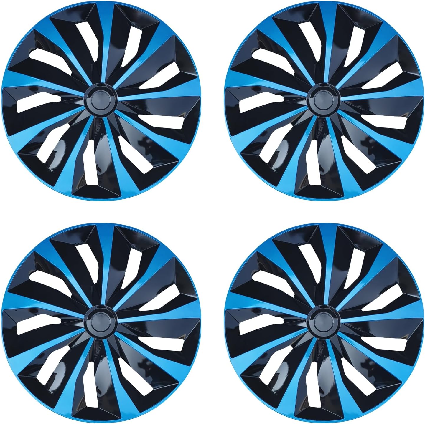 Hubcap Wheel Cover Replacement R15 Hub Caps Universal-Fit Steel Wheel Rim Cover ABS Material Exterior Accessories for Car Truck SUV Van -Set of 4（15-inch，Blue-Black）