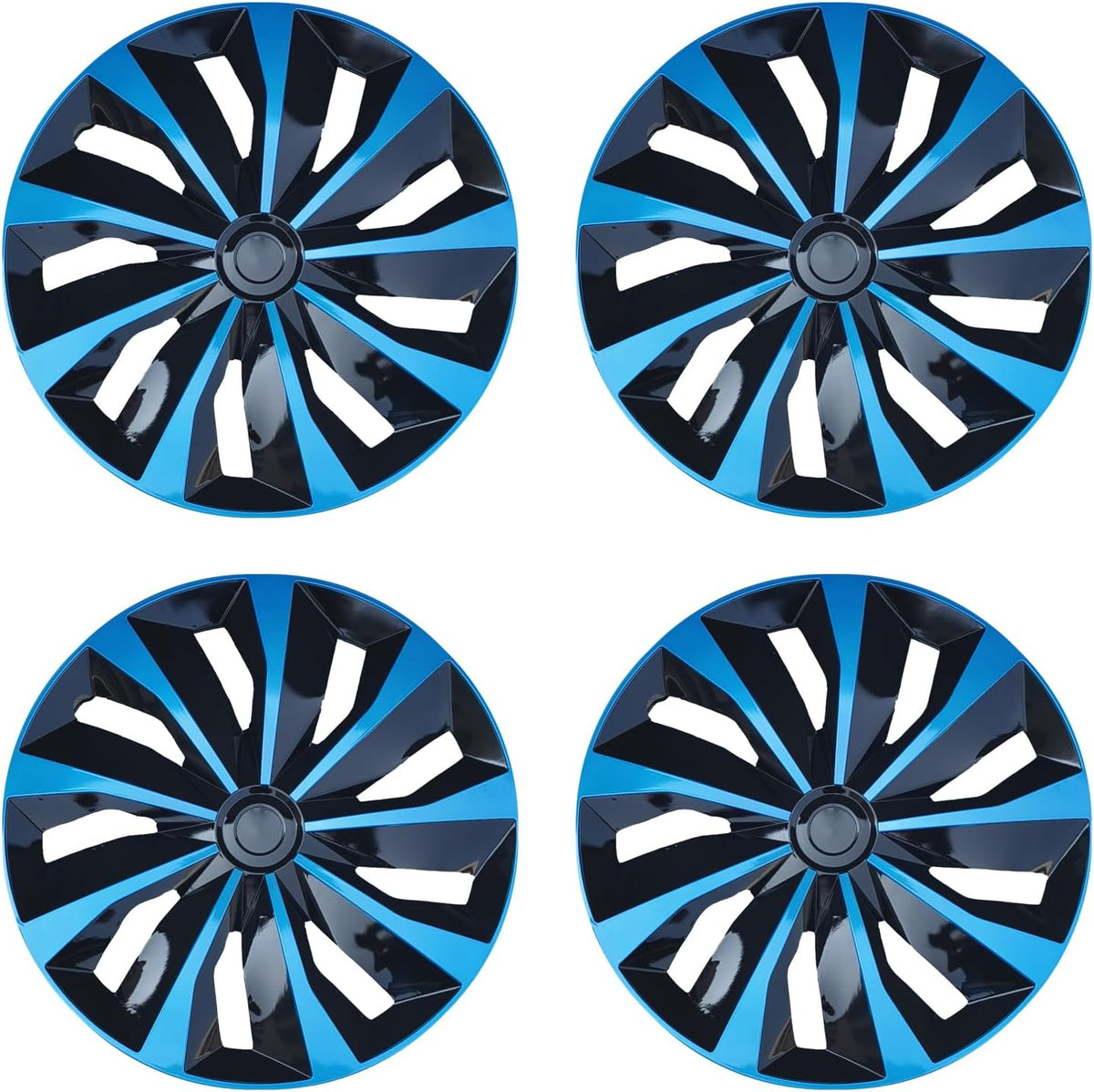 Hubcap Wheel Cover Replacement R15 Hub Caps Universal-Fit Steel Wheel Rim Cover ABS Material Exterior Accessories for Car Truck SUV Van -Set of 4（15-inch，Blue-Black）