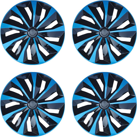 Hubcap Wheel Cover Replacement R15 Hub Caps Universal-Fit Steel Wheel Rim Cover ABS Material Exterior Accessories for Car Truck SUV Van -Set of 4（15-inch，Blue-Black）