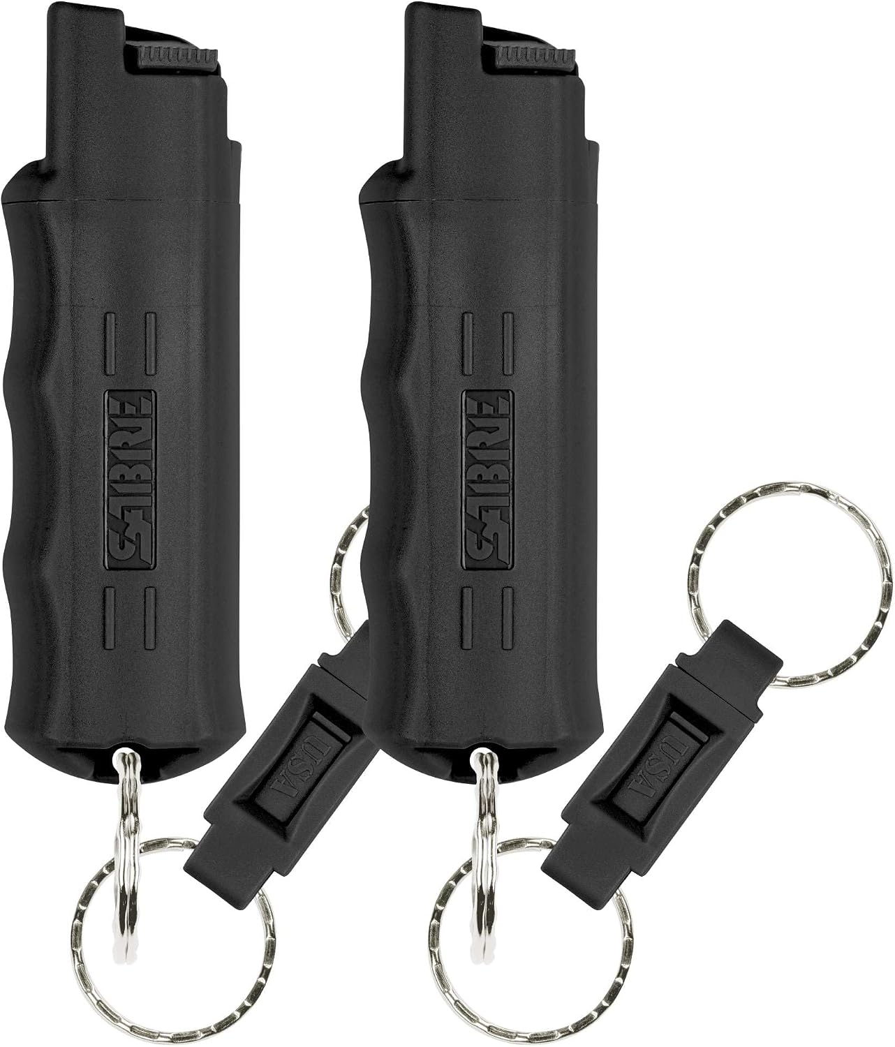 Sabre Pepper Spray with Quick Release Keychain for Self Defense – Maximum Police Strength OC Spray with UV Marking Dye, Twist Lock Safety, Finger Grip, 10‑Second Spray, 14‑ft Range, Made in USA
