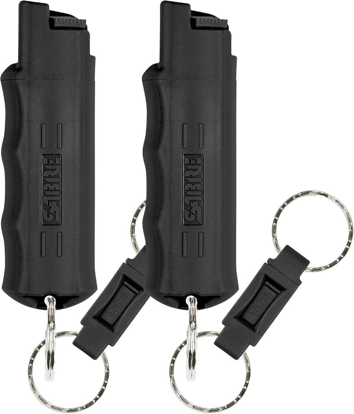 Sabre Pepper Spray with Quick Release Keychain for Self Defense – Maximum Police Strength OC Spray with UV Marking Dye, Twist Lock Safety, Finger Grip, 10‑Second Spray, 14‑ft Range, Made in USA
