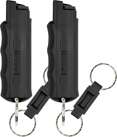 Sabre Pepper Spray with Quick Release Keychain for Self Defense – Maximum Police Strength OC Spray with UV Marking Dye, Twist Lock Safety, Finger Grip, 10‑Second Spray, 14‑ft Range, Made in USA