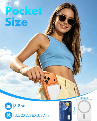 Miady Magnetic Portable Charger Power Bank for iPhone 5000mAh