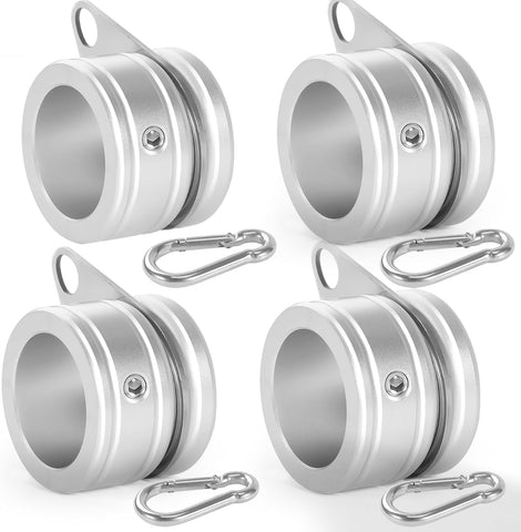 Anovo Flag Pole Rings, Aluminum Alloy Flag Pole Clips Swivels 360° Rotating Anti Wrap Mounting Ring with Carabiner, Flag Pole Kit Parts (Φ:1.25 Inch -Pack of 4(Silver))