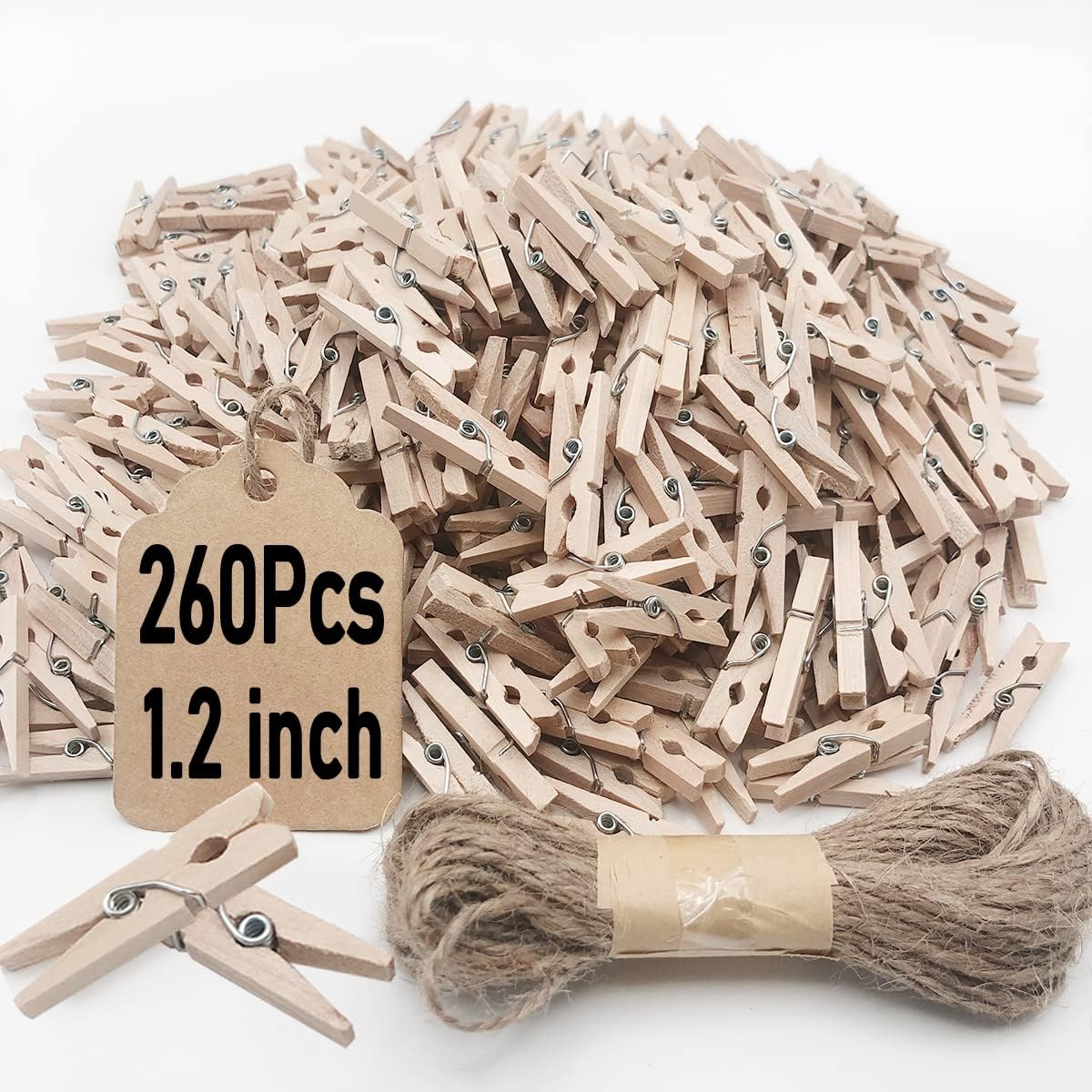 Mini Clothes Pins, 260 PCS Small Wooden Clothes Pins for Photos