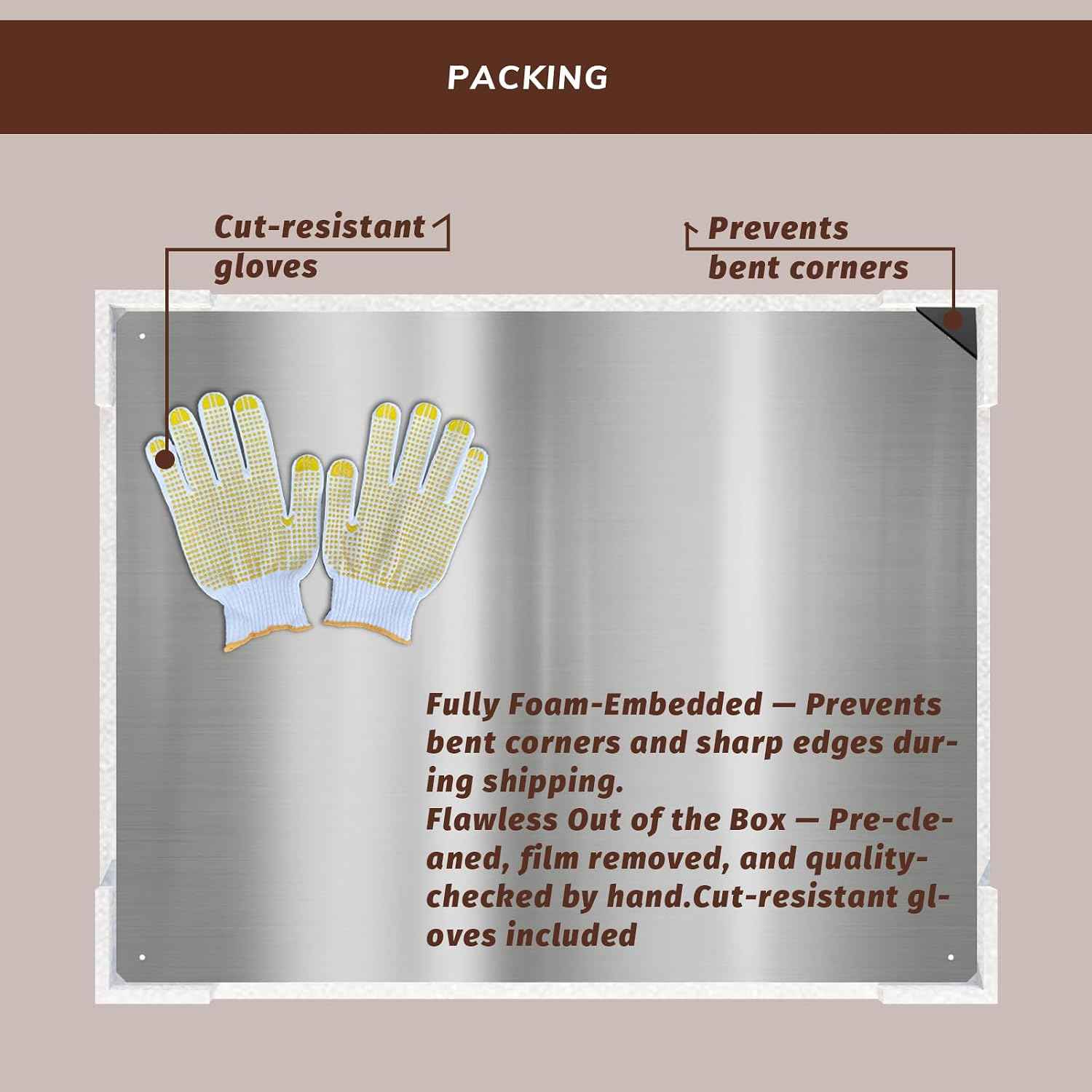 30"x23.4" Stainless Steel Backsplash – Brushed Wall Panel for Kitchen Stove – Heat & Grease Resistant – Pre-Drilled Holes, Screws & Gloves Included – Easy Installation & Cleaning